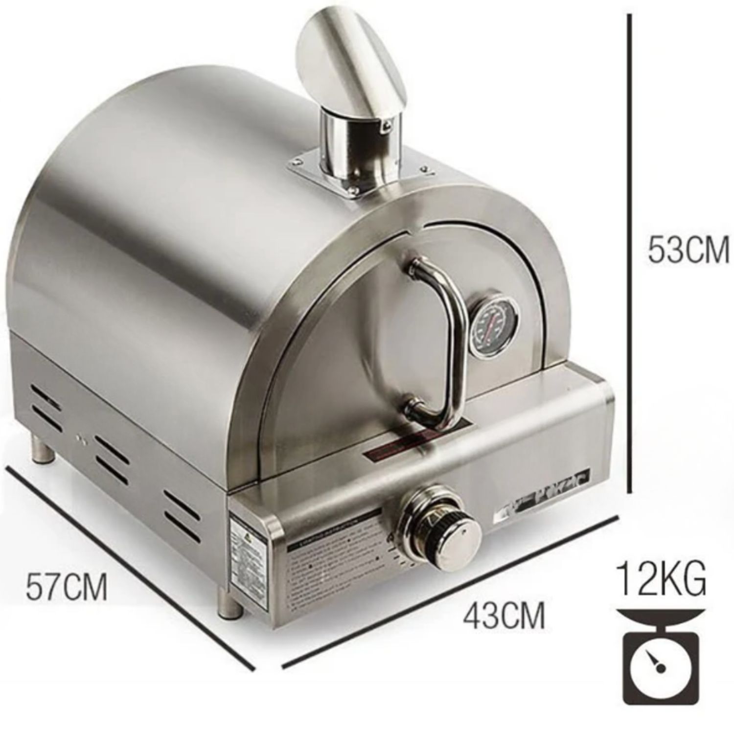 Pizza oven dimensions 53x53x29cm
